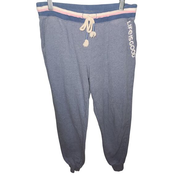 *5 for $25*‎ Life is Good Jogger Sweatpants Blue Pink/White Waistband Size Small - Picture 1 of 13